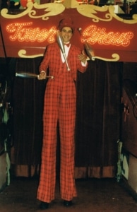 Adrian Catch Stiltwalking at Blackpool Tower late 1990's